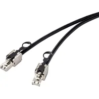Renkforce RF-4538220 RJ45 Patchkabel CAT 6a S/FTP 20.00 m Schwarz mit Zugring zur Entriegelung 1 St.