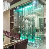 JV Möbel Moderner Weinschrank aus Edelstahl und Glas in Silber oder Schwarz
