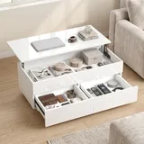 Homcom Couchtisch Höhenverstellbar Weiß Spanplatte 48 x 54,5 cm