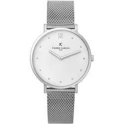 Pierre Cardin Damen schlichte Armband-Uhr analoge Quarz-Uhr mit Edelstahl-Armband 3ATM 39mm CBV.1006 Silber - One-Size