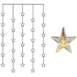 LED Lichtervorhang 30 leuchtende Sterne 90x120cm mit Trafo für Innen Fensterdeko