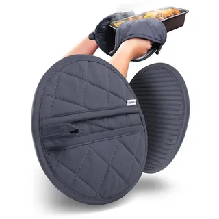 CAMPINGAZ WOHNHELD® Topflappen Ofenhandschuhe Topfuntersetzer Grau