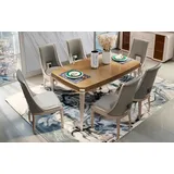 JV Möbel Esstisch 6 x Stühle Esszimmer Set Essgruppe Moderne Stuhle Tisch Tische 7tlg.
