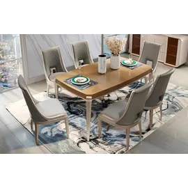 JV Möbel Esstisch 6 x Stühle Esszimmer Set Essgruppe Moderne Stuhle Tisch Tische 7tlg.