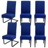 Hopelit Stuhlhussen 6er Set, Stuhlhussen Schwingstühle Abnehmbarer Waschbarer Spandex, Universale Stretch Stuhlbezug Hussen für Esszimmer, Hotel, Küche, Hochzeitsdeko, Blau