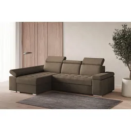 e-meubles Ecksofa mit Schlaffunktion Eckcouch mit Bettkasten Sofa Couch mit verstellbare Kopfstütze L-Form Polsterecke Schlafsofa Gästebett