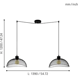 EGLO Pompeya 2-flg. Ø450 rund schwarz