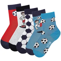Socken H.I.S, Kinder, Gr. 31-34, bunt, Polyamid, Baumwolle, Elasthan, unifarben, elastisch, Socken Lange Socke Socken Strümpfe, mit Fußballmotiven