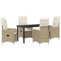 VidaXL 5-teiliges Garten-Dining-Set mit Kissen Beige Poly Rattan
