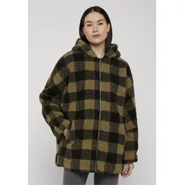 URBAN CLASSICS Hooded Oversized Check Sherpa Big Jacke Beige / Black 4XL