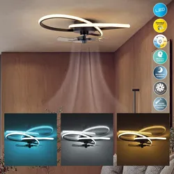 LED Deckenleuchte »Leccio Deckenventilator«, 1 flammig, Leuchtmittel LED-Modul   LED fest integriert, Deckenlampe, Ventilator, 3 Stufen, Links-Rechts-Drehung, Ø 58 cm, schwarz, , 95018941-0