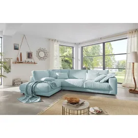 KAWOLA Ecksofa Madeline Cord Recamiere links hellblau