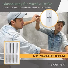 Heidenfeld Infrarot-Spiegelheizung HF-HS100, rechteckig, inkl. Thermostat, 10 Jahre Garantie, IP44 (600 Watt)