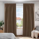 Deconovo Thermogardine Verdunkelungsvorhang mit Kräuselband Schlafzimmer Gardinen Thermovorhang Kälteschutz thermo gegen Kälte Thermogardine Hitzeschutz, 290x140cm(HöhexBreite), Braun, 2er Set
