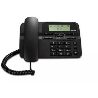 Philips M20B/00 Festnetztelefon mit Kabel, LCD-Bildschirm 3,6 Zoll, Lange Schlüssel, 60 Aufzeichnungsanrufe, Energiesparmodus, Farbe Schwarz