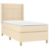 vidaXL Boxspringbett mit Matratze & LED Creme 90x200 cm Stoff