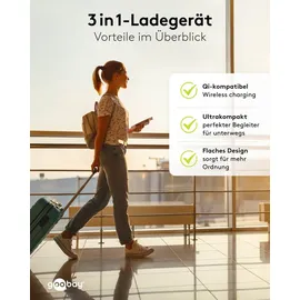 goobay 3-in-1 Induktive Ladestation weiß, 15 W, Wireless Charger, Weiss
