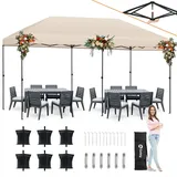 Sekey One-Touch Pop Up Pavillon 3x6, Partyzelt Faltpavillon 3x6m Wasserdicht Stabil, Vereinfachte Installation in 1 Minute, Robust Windfest Regenfest für Camping Festival Party,Kahki