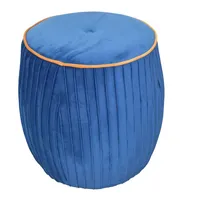 Pouf Sitzpouf Sitzhocker Samthocker Polsterhocker Fußhocker Hocker in Azurblau