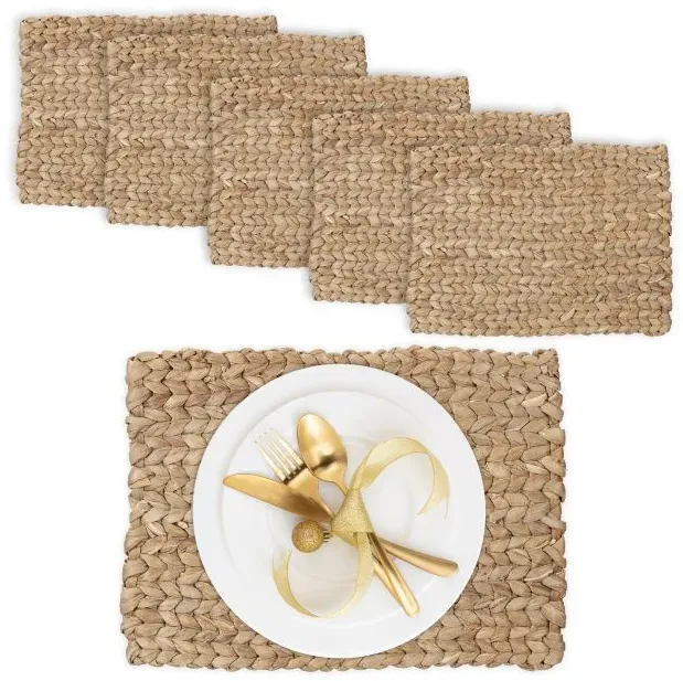 Relaxdays Eckiges Tischset 6er Set Hellbraun