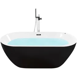 Whirlpool Badewanne freistehend schwarz mit LED 170 x 80 cm NEVIS