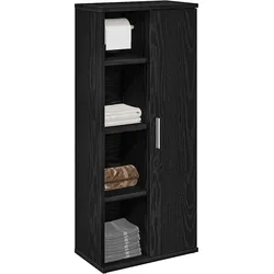 Badezimmerschrank mit Rollenhalter Schwarz 39x22x90 cm