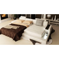 BULLHOFF Schlafsofa Schlafsofa Leder Ecksofa Designsofa Eckcouch L-Form Bettsofa LED Leder Sofa schlaffunktion Couch XL weiss hell grau »HAMBURG III« von BULLHOFF, Made in Europe, das "ORIGINAL" weiß