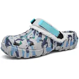 CERYTHRINA Winter Garten Clogs für Herren mit Warmem Futter Pantoffeln Plüsch Pantoletten rutschfeste Outdoor Winterschuhe für Garten Haus Blue 47 - 47 EU