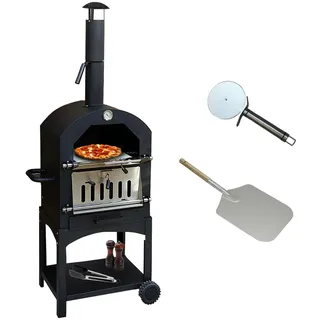 KuKoo Outdoor Pizzaofen Pizza Ofen Gartenofen Grill 156cm H x 64cm B x 43cm T Gratis Pizza Schieber