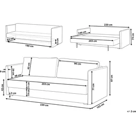 Beliani 3-Sitzer Schlafsofa Samtstoff senfgelb mit Stauraum