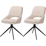 2er-Set Esszimmerstuhl HWC-N73, Stuhl, drehbar Auto-Return, Stoff Boucle 540g/m2