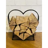 Dekoleidenschaft Kaminholz Regal "Herz" aus Metall, schwarz, Holzständer, Holzlager - Schwarz