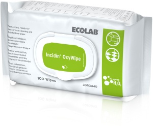 ECOLAB Incidin OxyWipe Desinfektionstücher, Reinigungs- und Desinfektionstücher für medizinische Oberflächen, 1 Packung = 100 Tücher