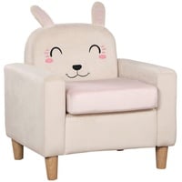 HOMCOM Kindersessel Kindercouch mit Samtoptik, Schlafsofa, (Chaiselongue, 1-St., Kindersofa), Cremeweiß 53 x 47 x 54.5 cm weiß