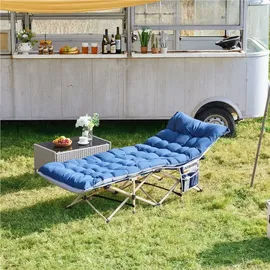 Yaheetech Feldbett mit Matratze Blau/Grau