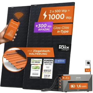 1000 W / 800 W inkl. 1,6 kWh Anker Solix 2 Pro Speicher