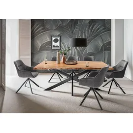 bene living Möbelset Baumkantentisch Catania, 6er Set Diningsessel San Carlo dunkelgrau - Dunkelgrau