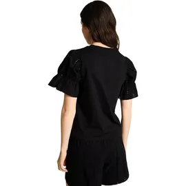 Tom Tailor Denim Damen T-Shirt mit Lochstickereien Schwarz L