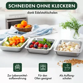 Blumtal Schneidebrett Bambus mit 3 Auffangschalen 40 x 28,5 cm Weiß