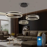 SUCIKORIO LED Pendelleuchte Esstisch, Modern LED Rund Hängelampe Esstisch Dimmbar Hoehenverstellbar 88W Aluminium Esstischlampe Hängend Mit Fernbedienung 2700K-6500K 5%-100% Helligkeit 30+40+50cm