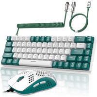 YINDIAO Tastatur- und Maus-Set, USB-C Kabel,Kabelgebundene Mechanische Tasten TKL Compact Layout grün
