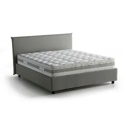 Dmora Doppelbett Bibiana, Containerbett mit Stoffbespannung, 100% Made in Italy, Frontöffnung, inklusive Matratze Cm 160x190, Grau