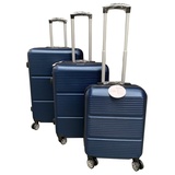 Champ ito electronics Koffer-Set 3-teilig Hartschale, 4 Räder Zahlenschloss Blau
