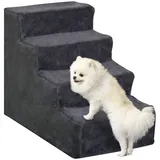 Hundetreppe 4-stufig Abnehmbarer Bezug Für Kleine Hunde 44 Cm Dunkelgrau