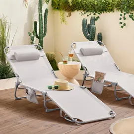 SoBuy Gartenliege 2-er Set Beige