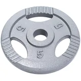 GORILLA SPORTS® Olympia Hantelscheiben - 1,25kg, 2,5kg, 5kg, 10kg, 15kg bis 20kg Gewichte, 50mm Bohrung, Tri-Grip, aus Gusseisen, Silber - Gewichtsscheiben, Olympiascheiben