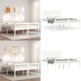 Seniorenbett Mit Kopfteil 160x200 Cm Weiß Massivholz - Seniorenbett - Holzbett - Kiefernholzbett - Doppelbett - Boxspringbett - Home & Living