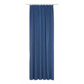 Wirth Fertigschal mit Kräuselband, Polyester-Baumwolle, blau 245 cm