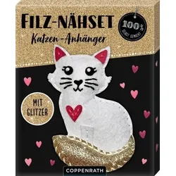 COPPENRATH 95588 Filz-Nähset: Katzen-Anhänger (gold) - 100% selbst gemacht