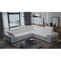JVmoebel Ecksofa Beleuchtete Leder Couch L Form Sound Led Boxen Modernes Sofa Couchen, Made in Europa weiß
